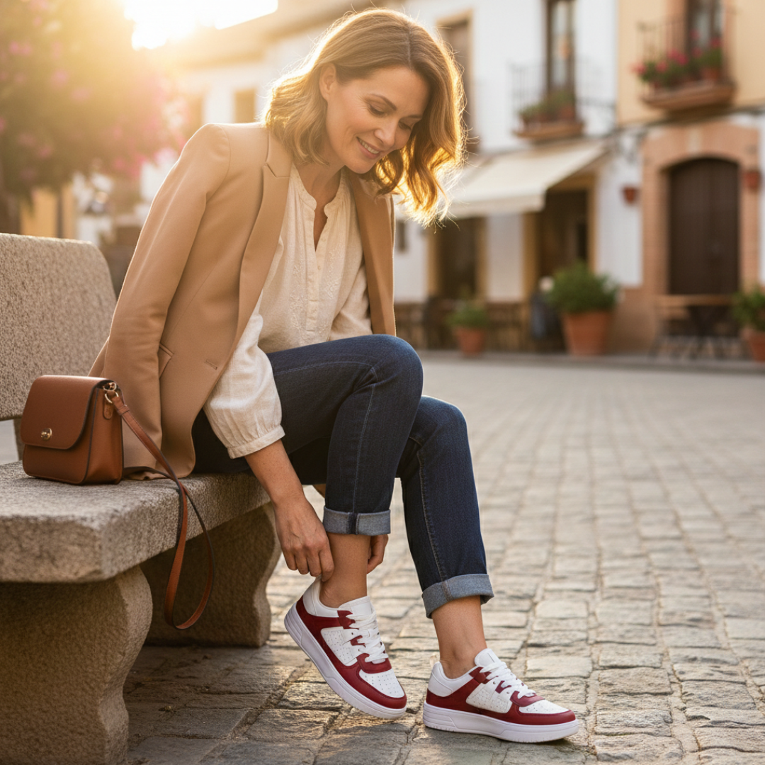 Zapatillas Plataforma Mujer Cordones Paneles Perforados Suela Alta