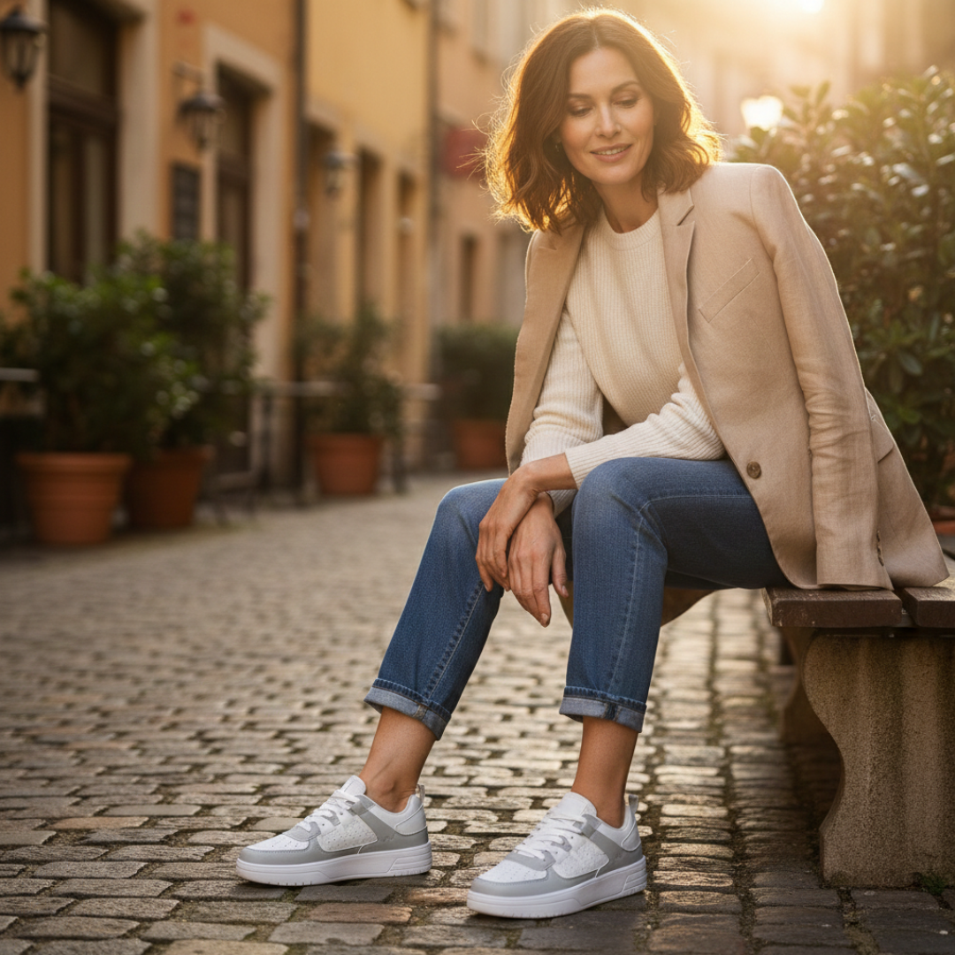 Zapatillas Plataforma Mujer Cordones Paneles Perforados Suela Alta