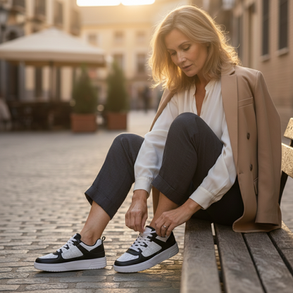 Zapatillas Plataforma Mujer Cordones Paneles Perforados Suela Alta