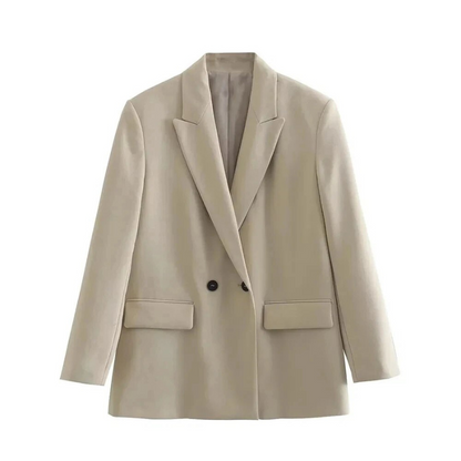Americana Mujer Chaqueta Traje Larga Doble Botonadura Oversized