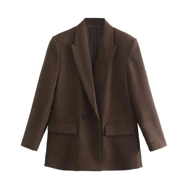 Americana Mujer Chaqueta Traje Larga Doble Botonadura Oversized