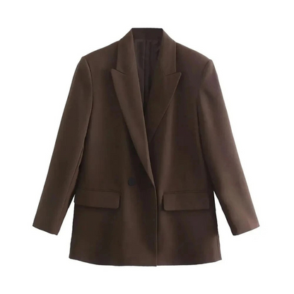 Americana Mujer Chaqueta Traje Larga Doble Botonadura Oversized