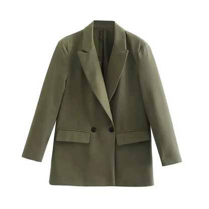 Americana Mujer Chaqueta Traje Larga Doble Botonadura Oversized