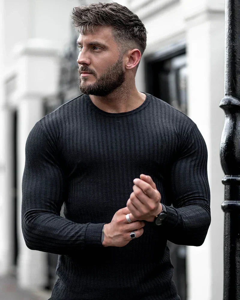 Jersey Hombre de Punto Acanalado Ajuste Regular