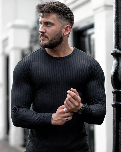 Jersey Hombre de Punto Acanalado Ajuste Regular