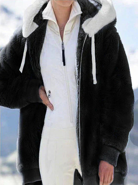 Chaqueta Mujer de Felpa Oversize con Capucha