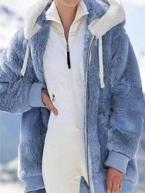 Chaqueta Mujer de Felpa Oversize con Capucha