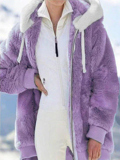 Chaqueta Mujer de Felpa Oversize con Capucha