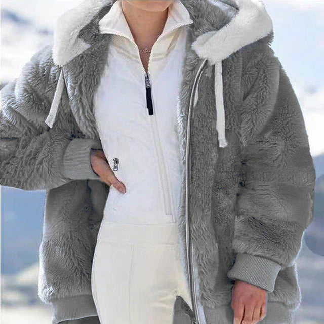Chaqueta Mujer de Felpa Oversize con Capucha