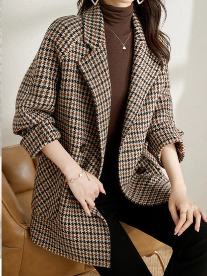 Blazer Mujer Oversize Estampado Cuadros Primavera