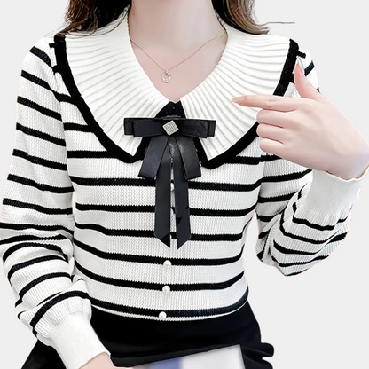 Jersey Mujer de Punto Suave Rayas Diseño Casual