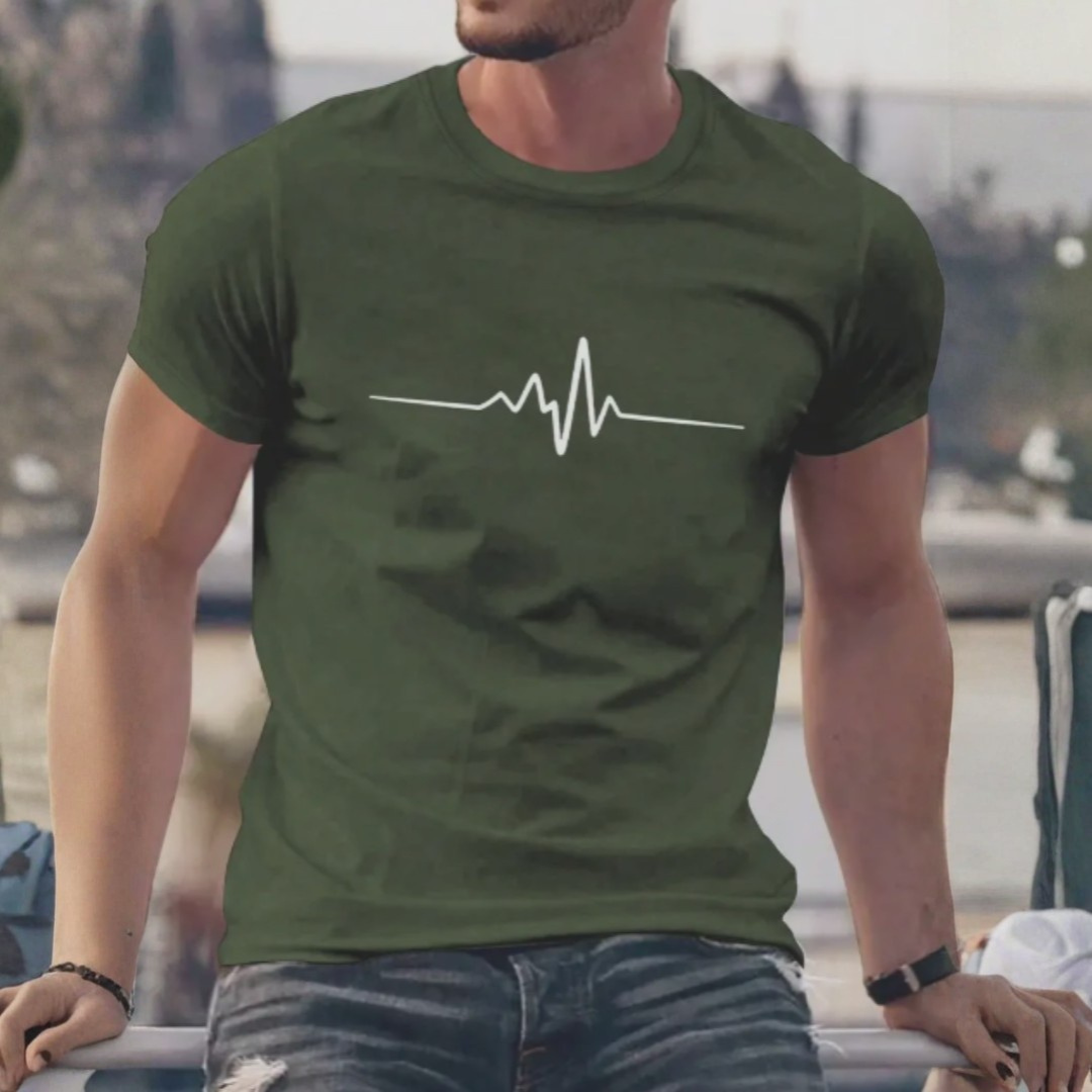 Camiseta Hombre Algodón Manga Corta Cuello Redondo Estampada