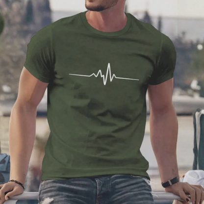 Camiseta Hombre Algodón Manga Corta Cuello Redondo Estampada