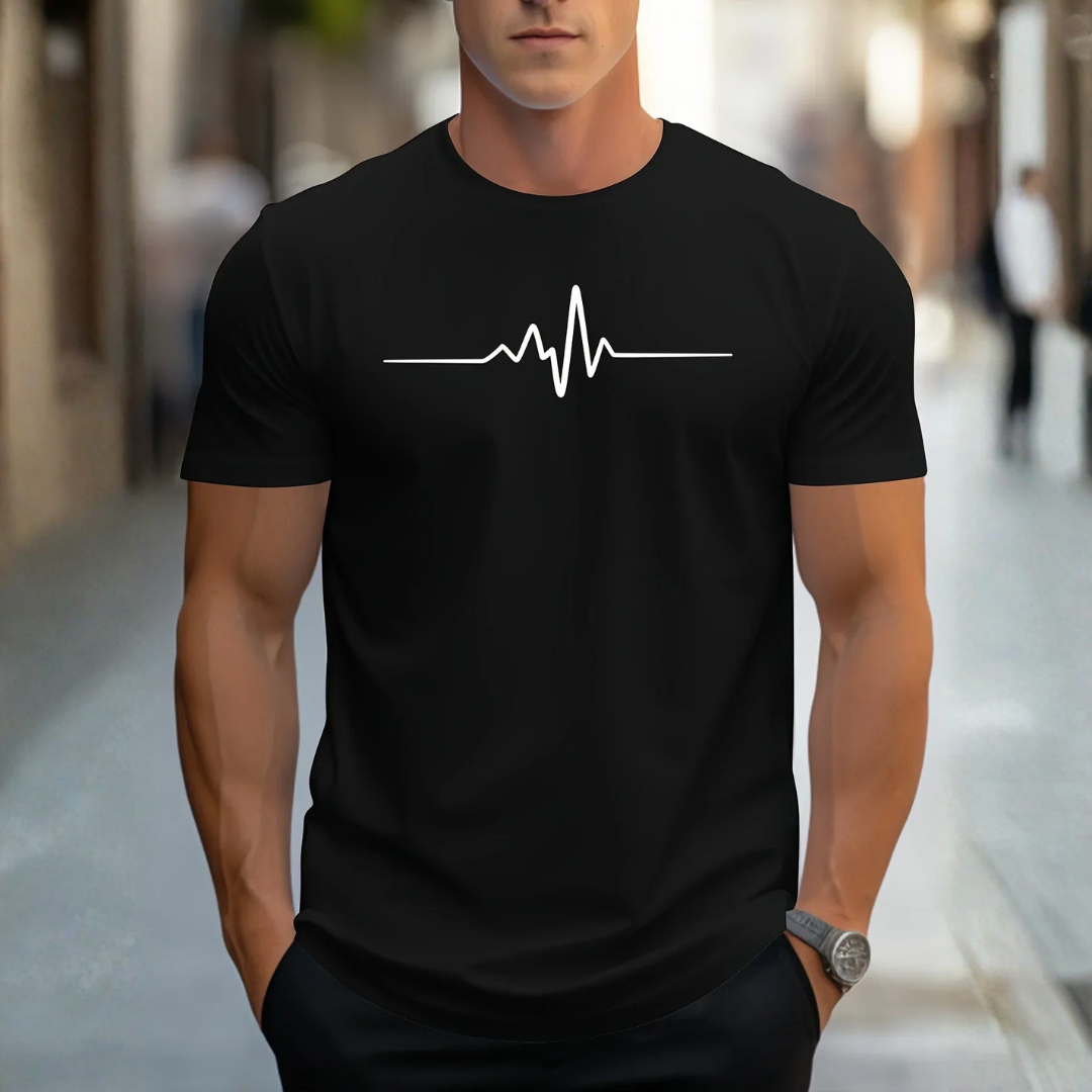 Camiseta Hombre Algodón Manga Corta Cuello Redondo Estampada