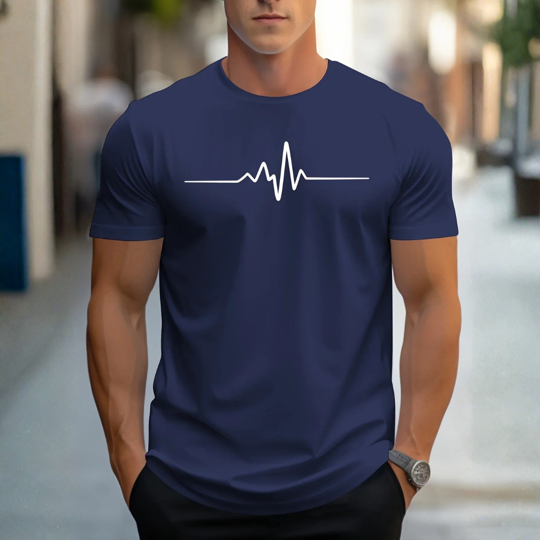 Camiseta Hombre Algodón Manga Corta Cuello Redondo Estampada