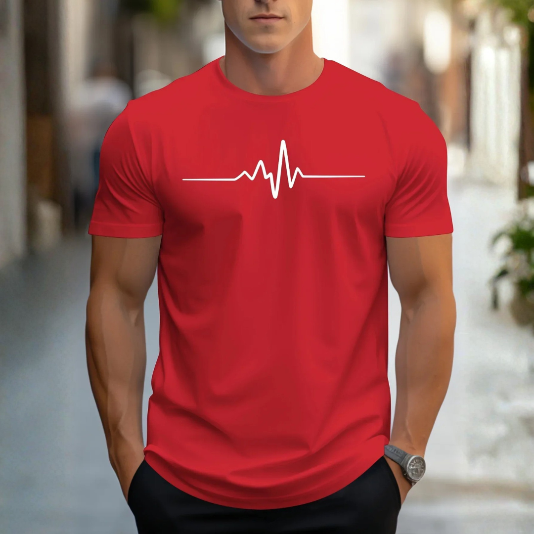 Camiseta Hombre Algodón Manga Corta Cuello Redondo Estampada