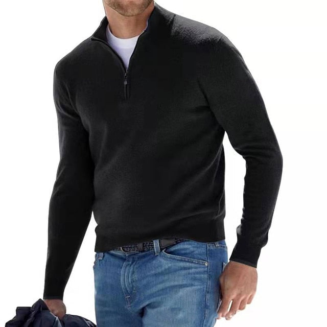 Suéter Hombre Casual Media Cremallera Manga Larga