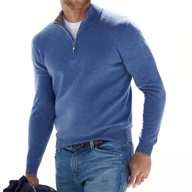 Suéter Hombre Casual Media Cremallera Manga Larga