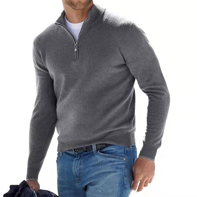 Suéter Hombre Casual Media Cremallera Manga Larga