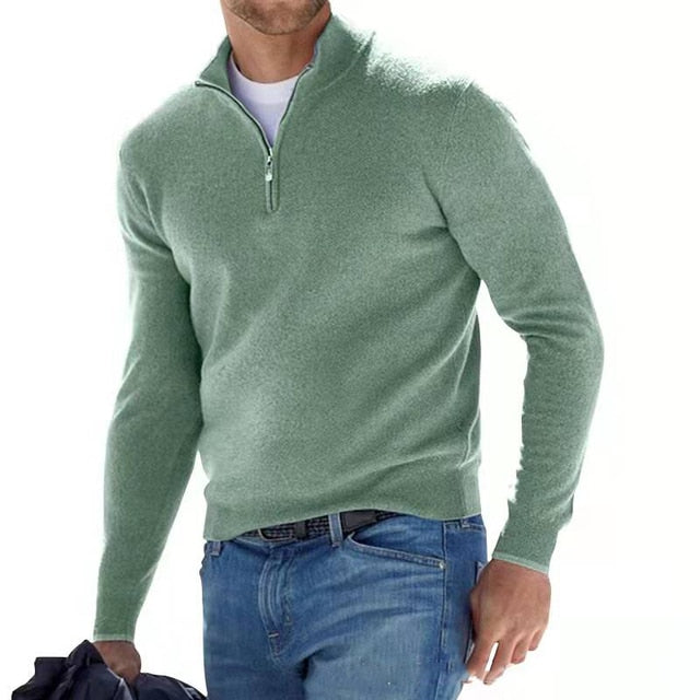 Suéter Hombre Casual Media Cremallera Manga Larga