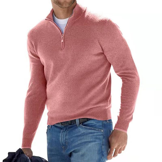Suéter Hombre Casual Media Cremallera Manga Larga