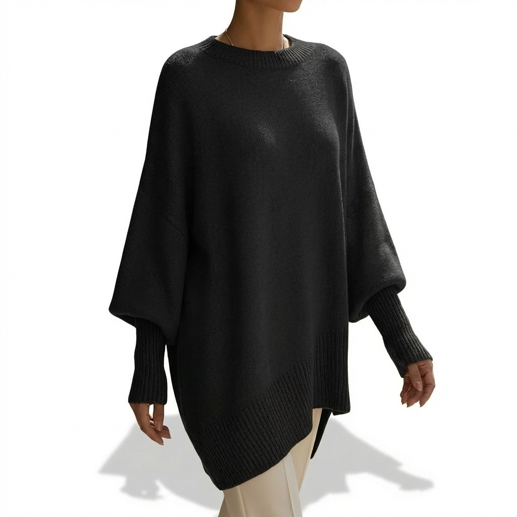 Poncho Mujer de Punto Asimétrico Estilo Elegante