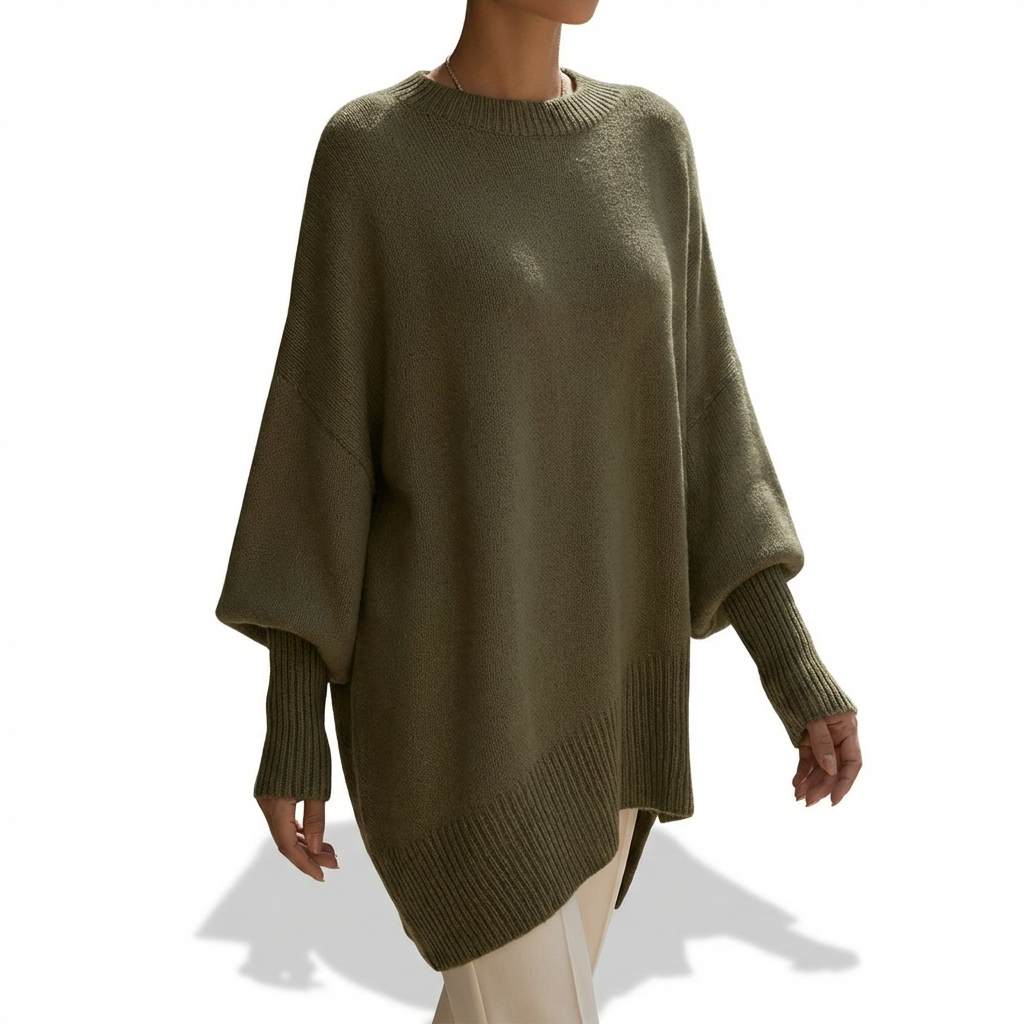 Poncho Mujer de Punto Asimétrico Estilo Elegante