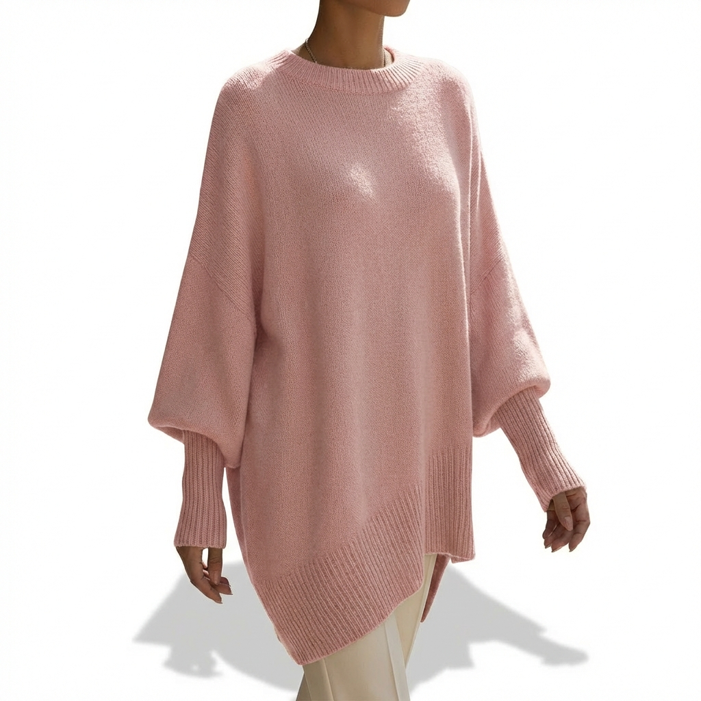 Poncho Mujer de Punto Asimétrico Estilo Elegante