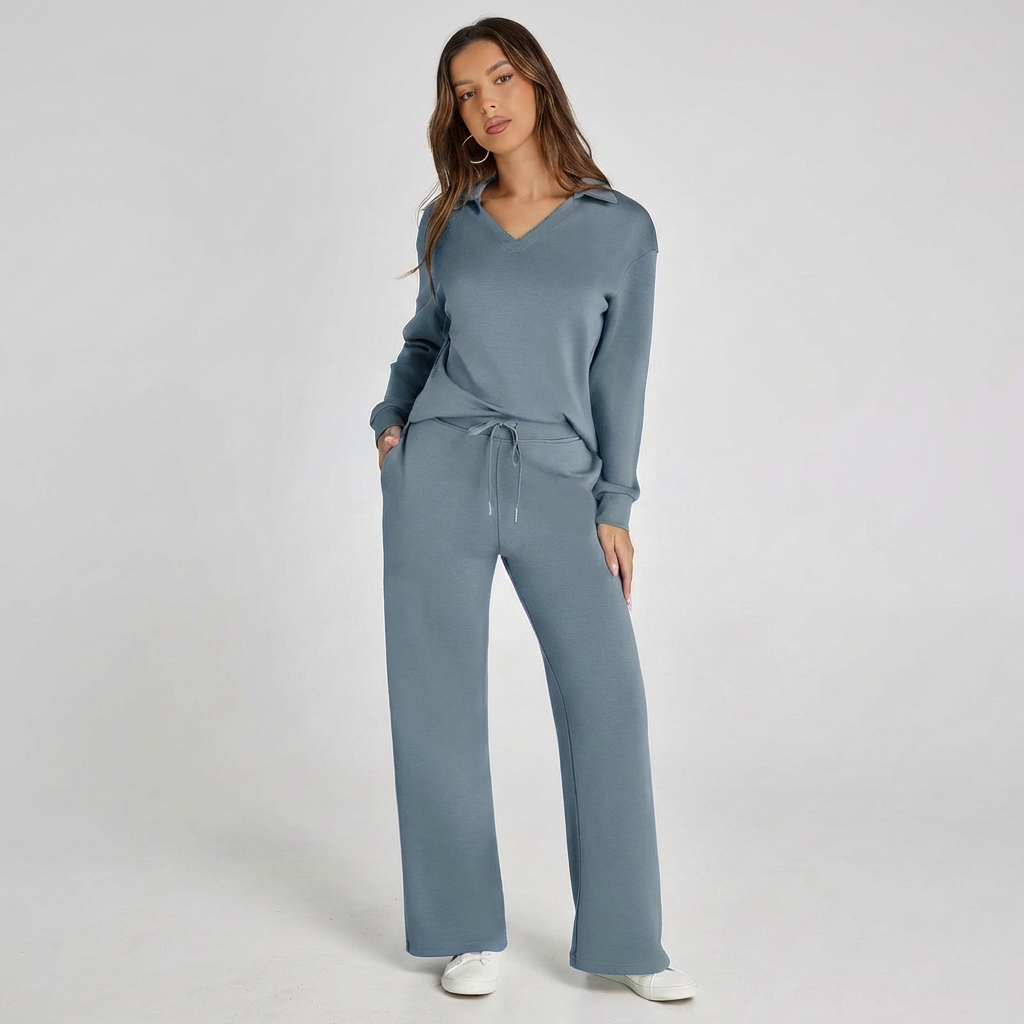 Conjunto Mujer de Punto Cuello Polo Casual