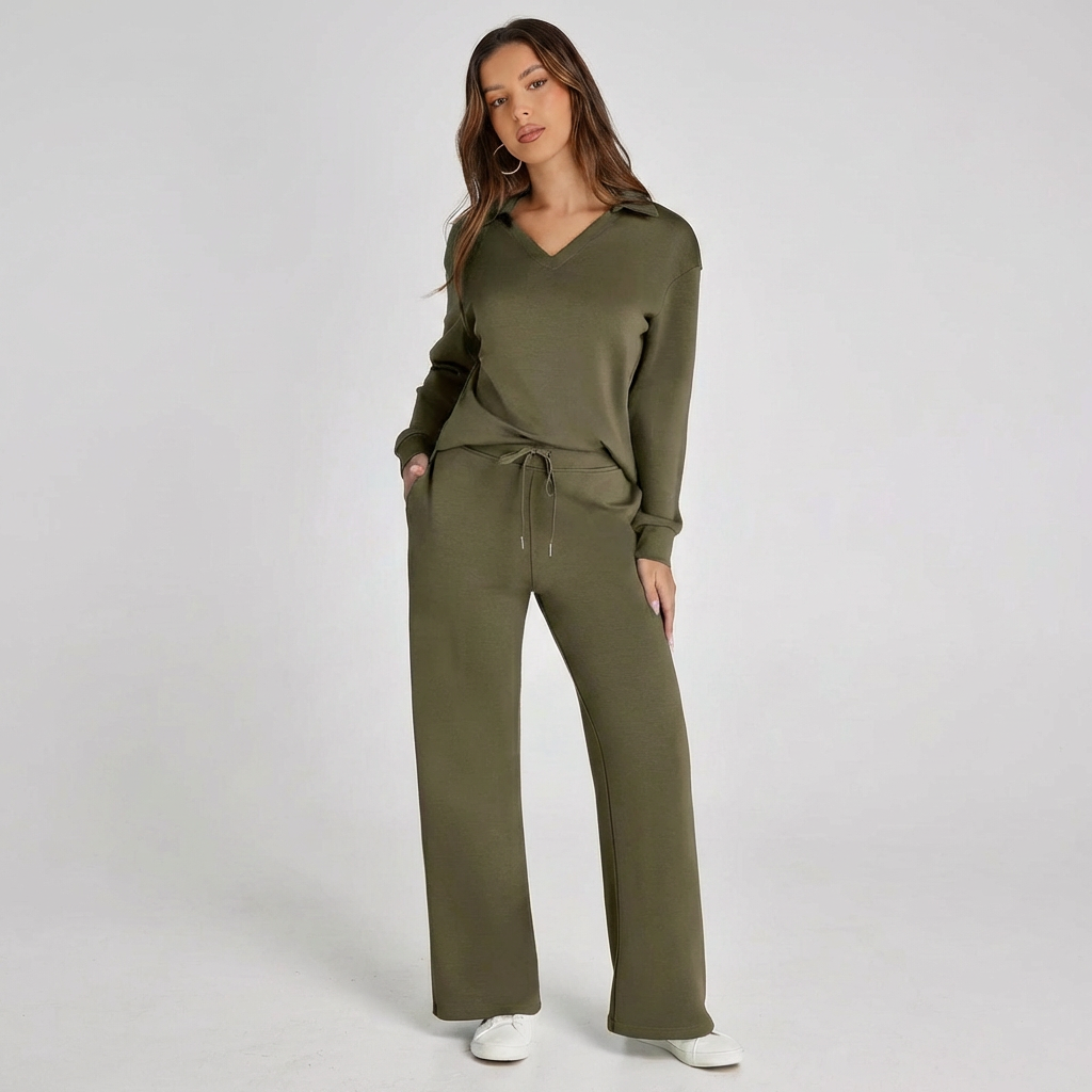 Conjunto Mujer de Punto Cuello Polo Casual