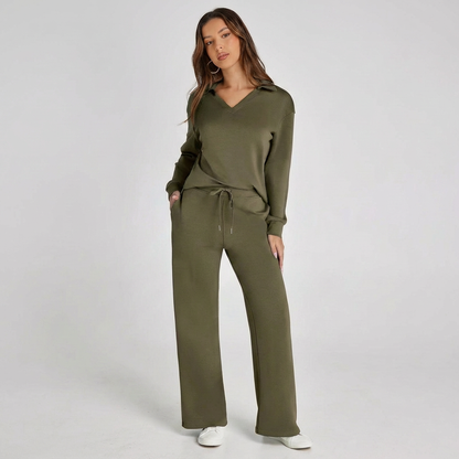 Conjunto Mujer de Punto Cuello Polo Casual