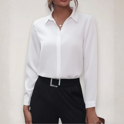 Blusa Mujer Cuello Camisero Manga Larga Cierre Frontal - Mavetta