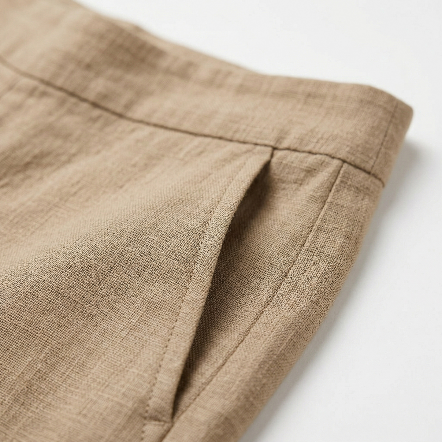 Pantalón Culotte Mujer de Lino Corte Holgado Bajo Cruzado