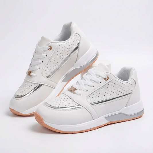 Zapatillas Plataforma Mujer Casual Cordones Paneles Perforados - Mavetta