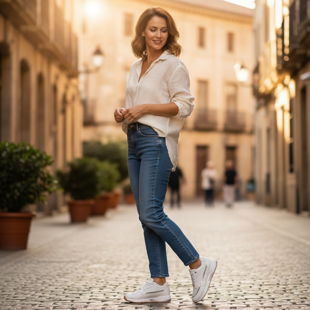 Zapatillas Plataforma Mujer Casual Cordones Paneles Perforados