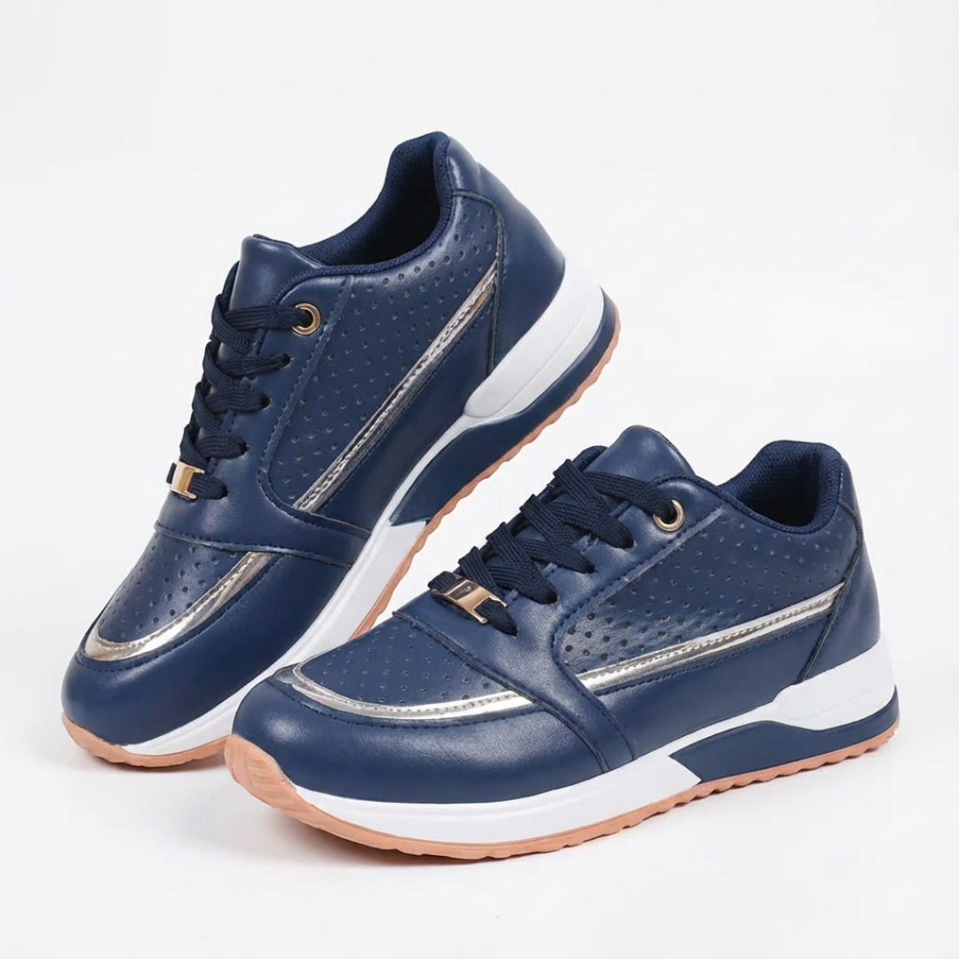 Zapatillas Plataforma Mujer Casual Cordones Paneles Perforados