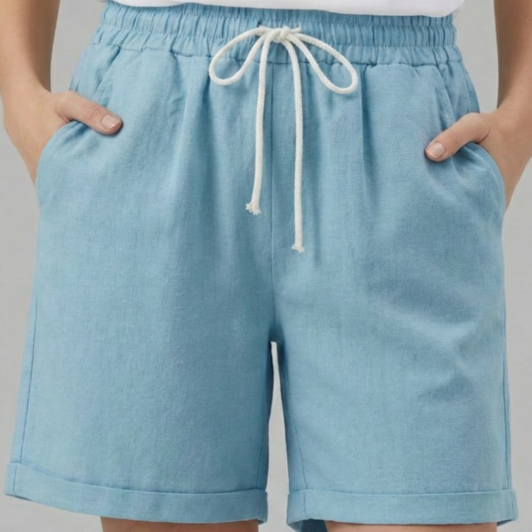 Pantalón Corto Mujer Algodón Cintura Elástica Cordón