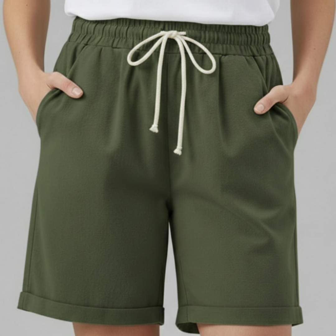 Pantalón Corto Mujer Algodón Cintura Elástica Cordón