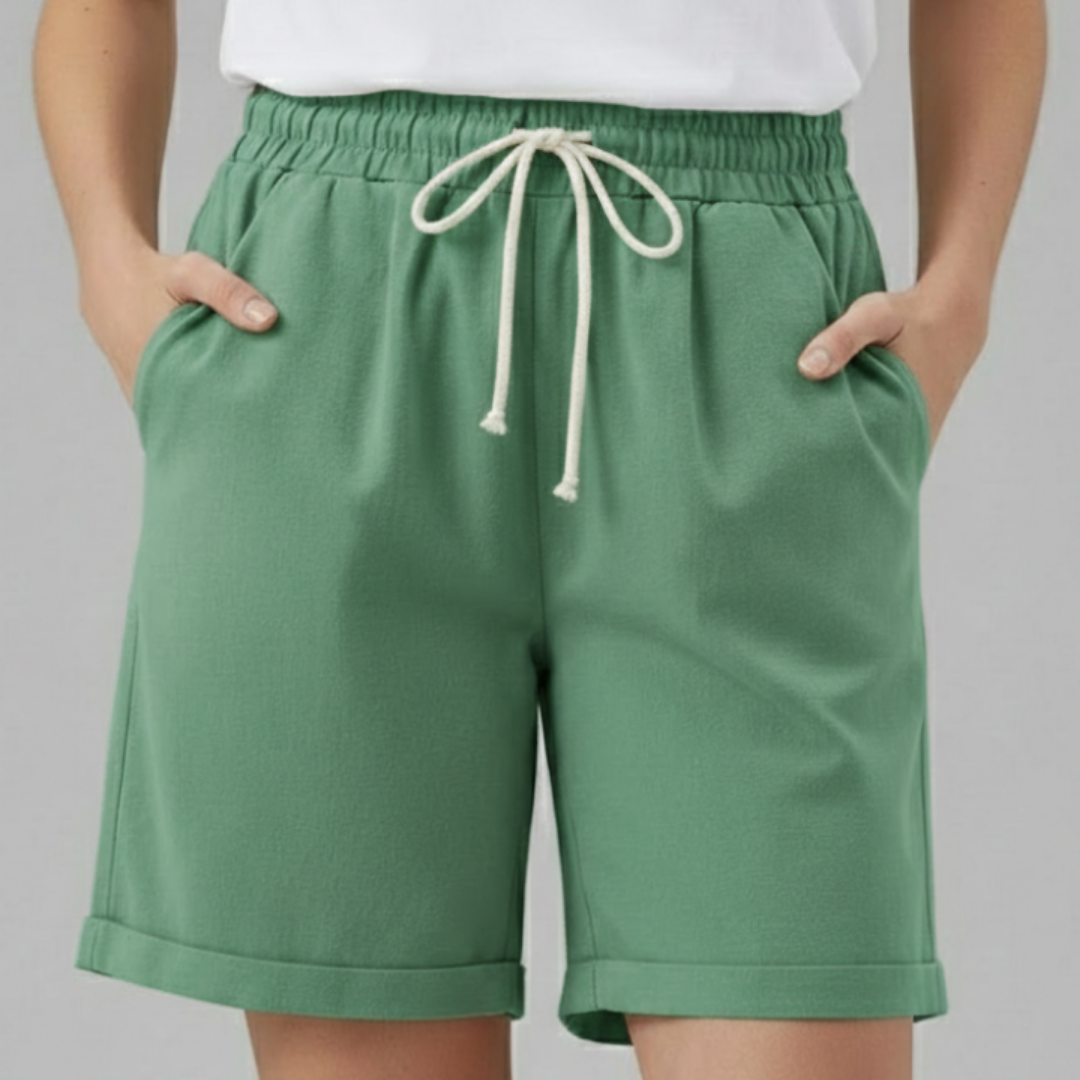 Pantalón Corto Mujer Algodón Cintura Elástica Cordón