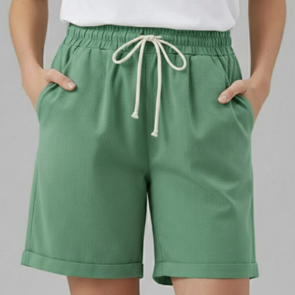 Pantalón Corto Mujer Algodón Cintura Elástica Cordón