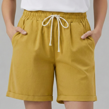 Pantalón Corto Mujer Algodón Cintura Elástica Cordón