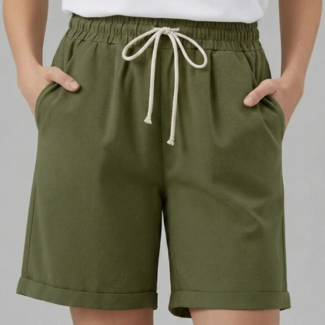 Pantalón Corto Mujer Algodón Cintura Elástica Cordón