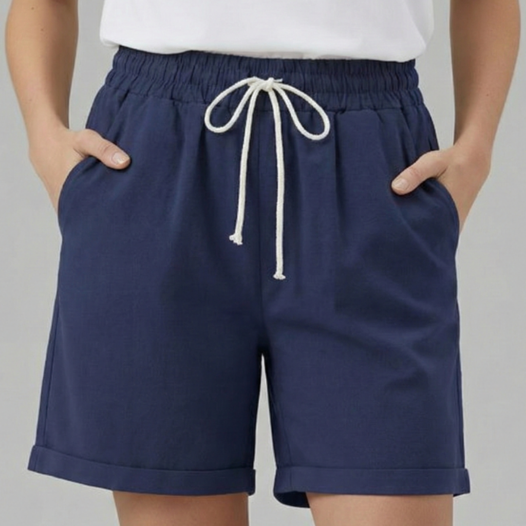 Pantalón Corto Mujer Algodón Cintura Elástica Cordón