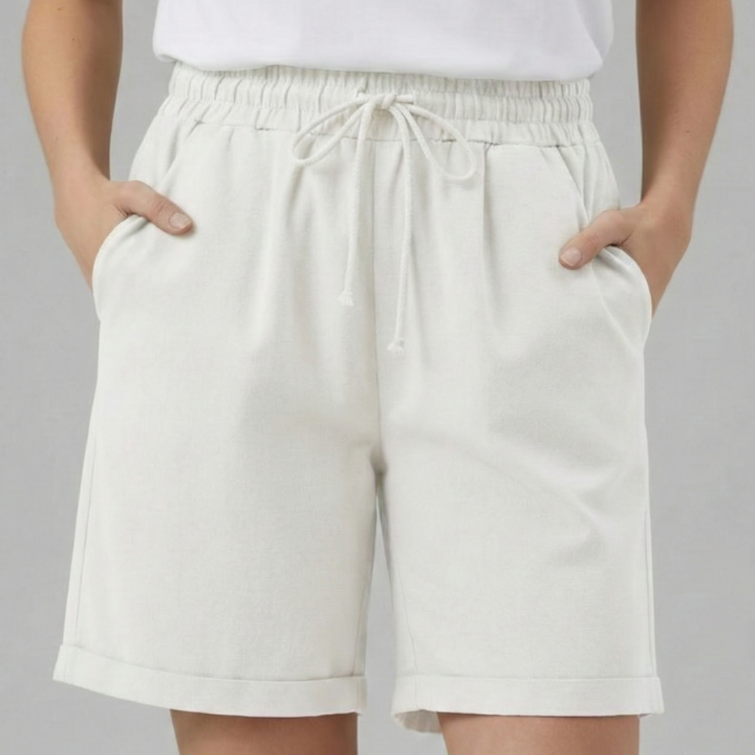 Pantalón Corto Mujer Algodón Cintura Elástica Cordón