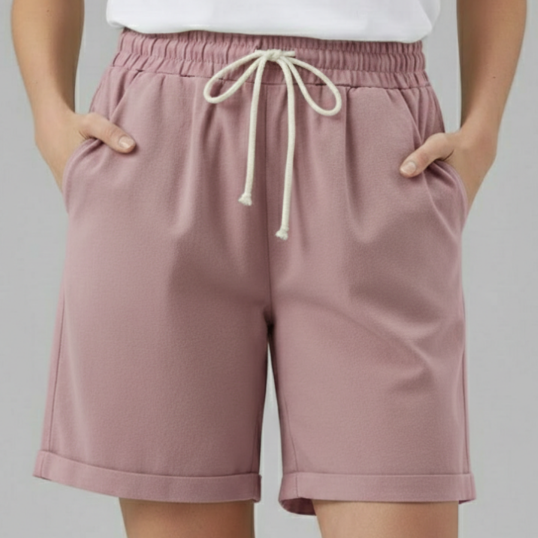 Pantalón Corto Mujer Algodón Cintura Elástica Cordón