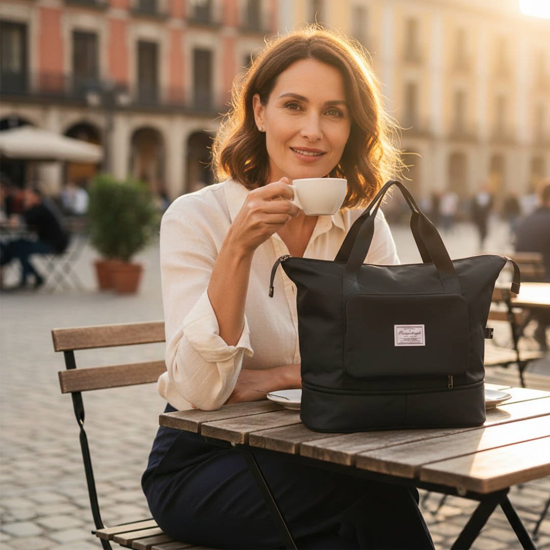 Bolso de Viaje Mujer Tote Bolsillo Frontal Cremallera Asas Largas