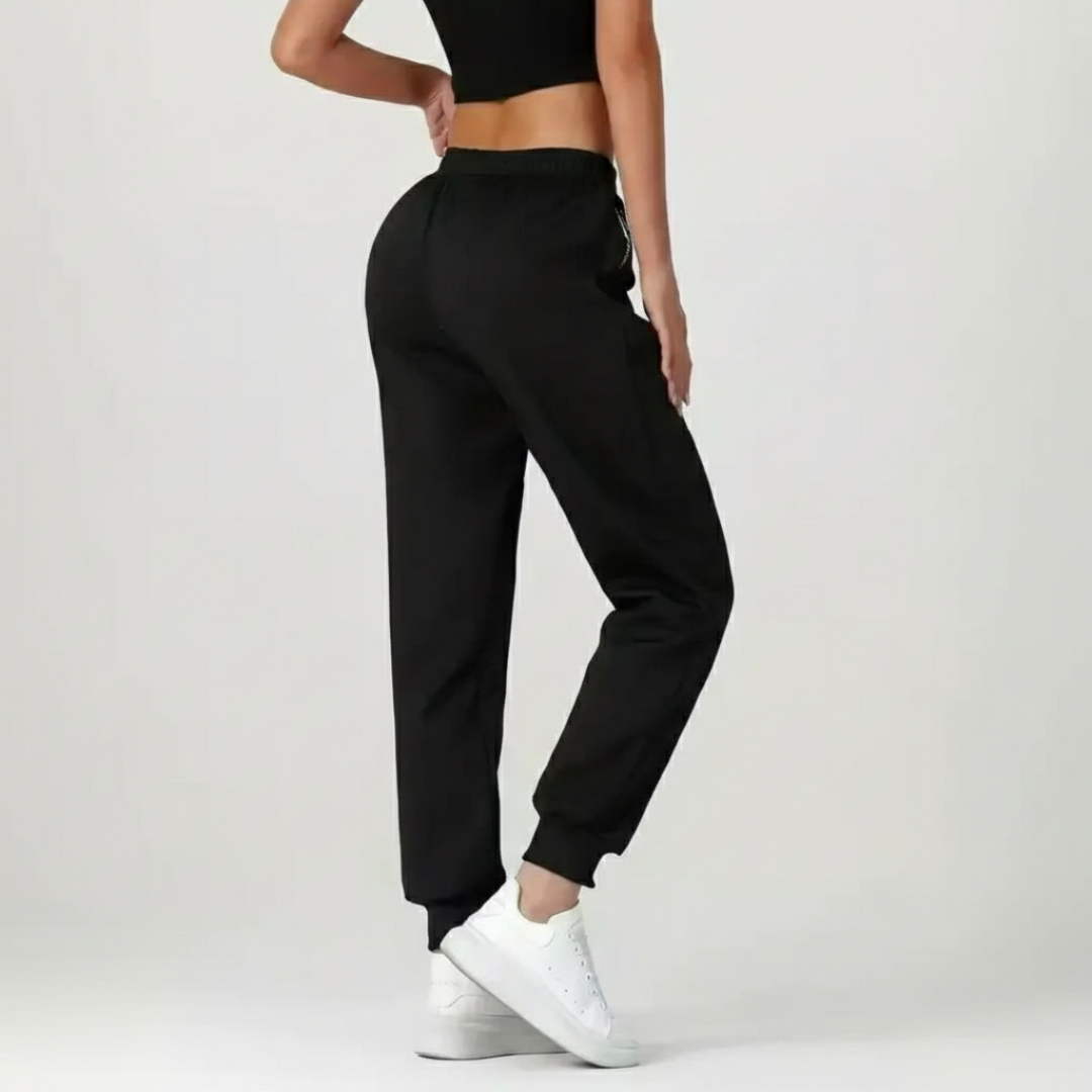 Pantalones Deportivos Mujer Algodón Cintura Elástica Cordón Cremallera