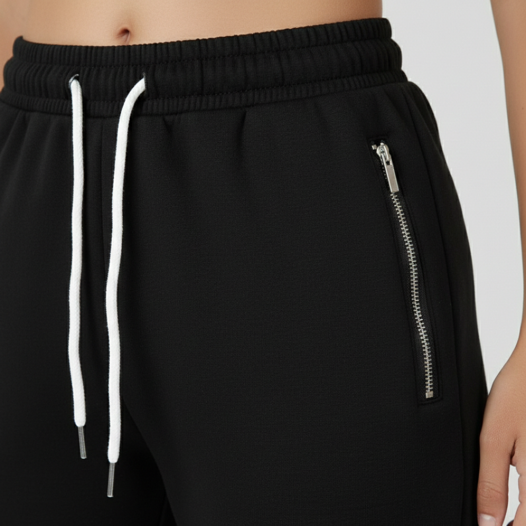 Pantalones Deportivos Mujer Algodón Cintura Elástica Cordón Cremallera