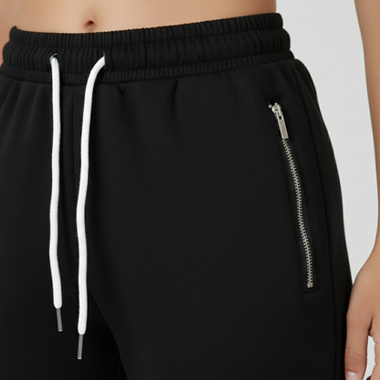 Pantalones Deportivos Mujer Algodón Cintura Elástica Cordón Cremallera