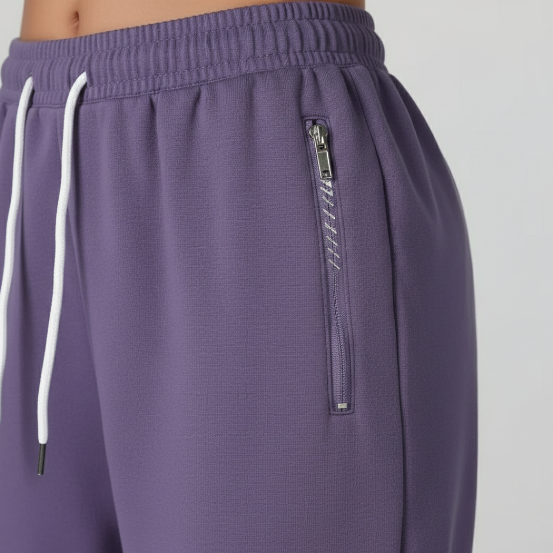 Pantalones Deportivos Mujer Algodón Cintura Elástica Cordón Cremallera